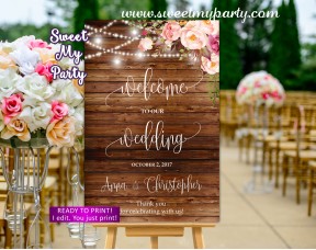 Rustic Wedding Welcome Sign,Mason Jar Wedding Welcome sign,(100 w)